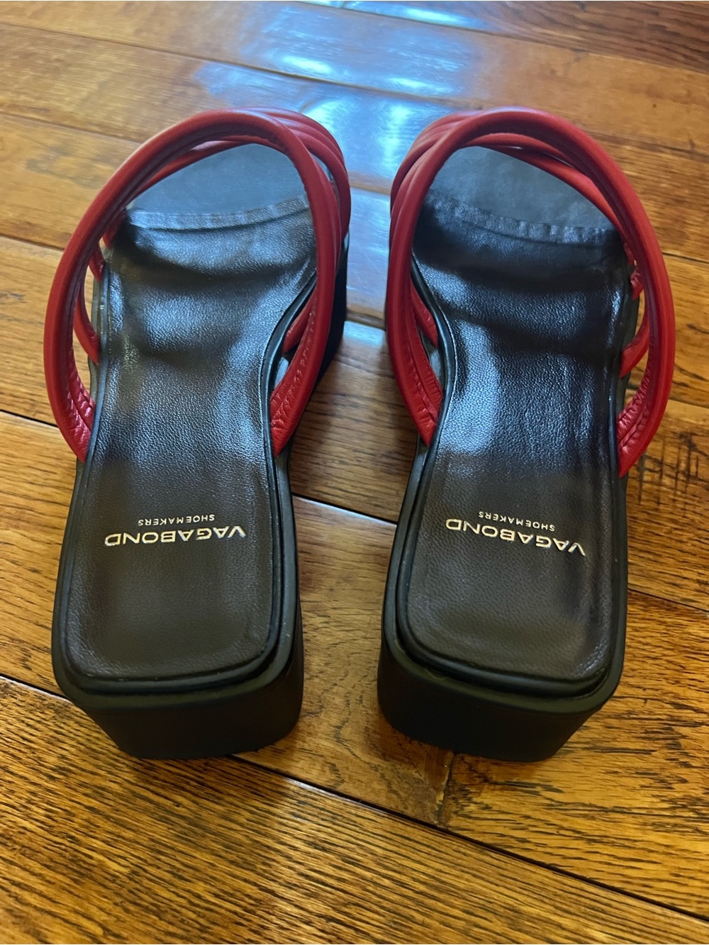 Vagabond Shoes Platform Sandals Leather Straps Red Size 7 - Picture 7 of 10